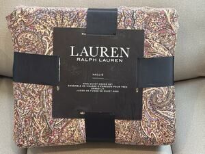 Ralph Lauren HALLIE 3PC Duvet Cover Set Shams KING 100% Cotton Paisley